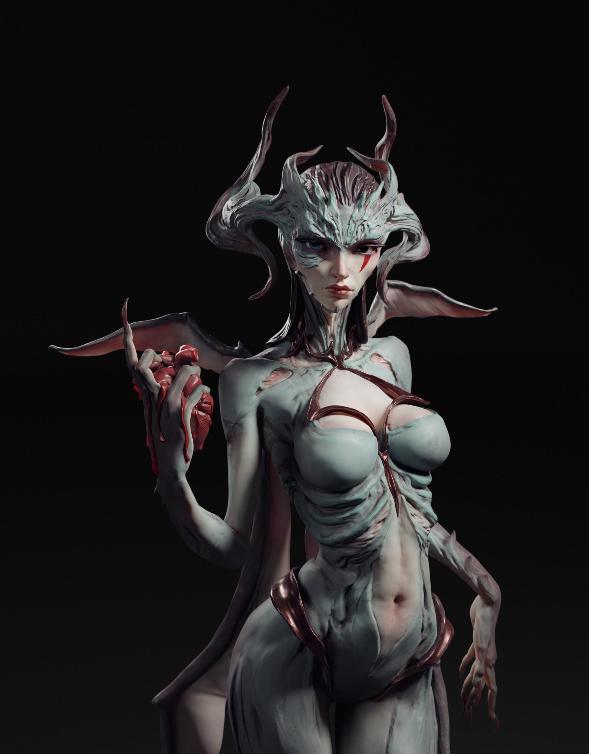 Dark Embrace | Female Demon Monster Girl Collectible Miniature Statue | by Arxila