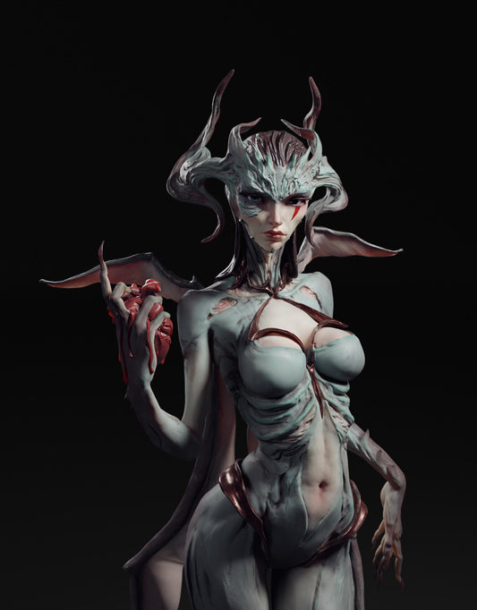 Dark Embrace | Female Demon Monster Girl Collectible Miniature Statue | by Arxila