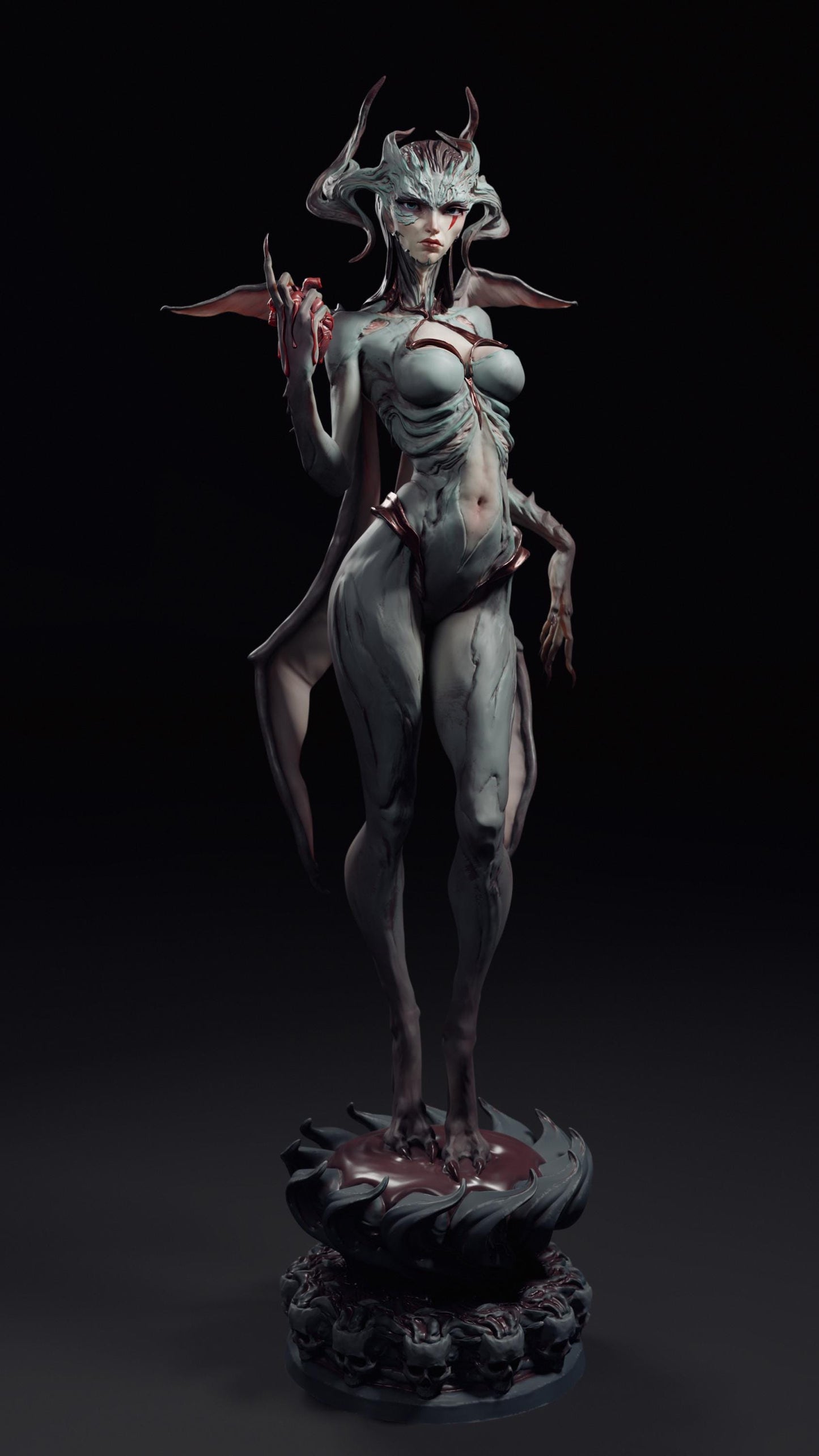 Dark Embrace | Female Demon Monster Girl Collectible Miniature Statue | by Arxila