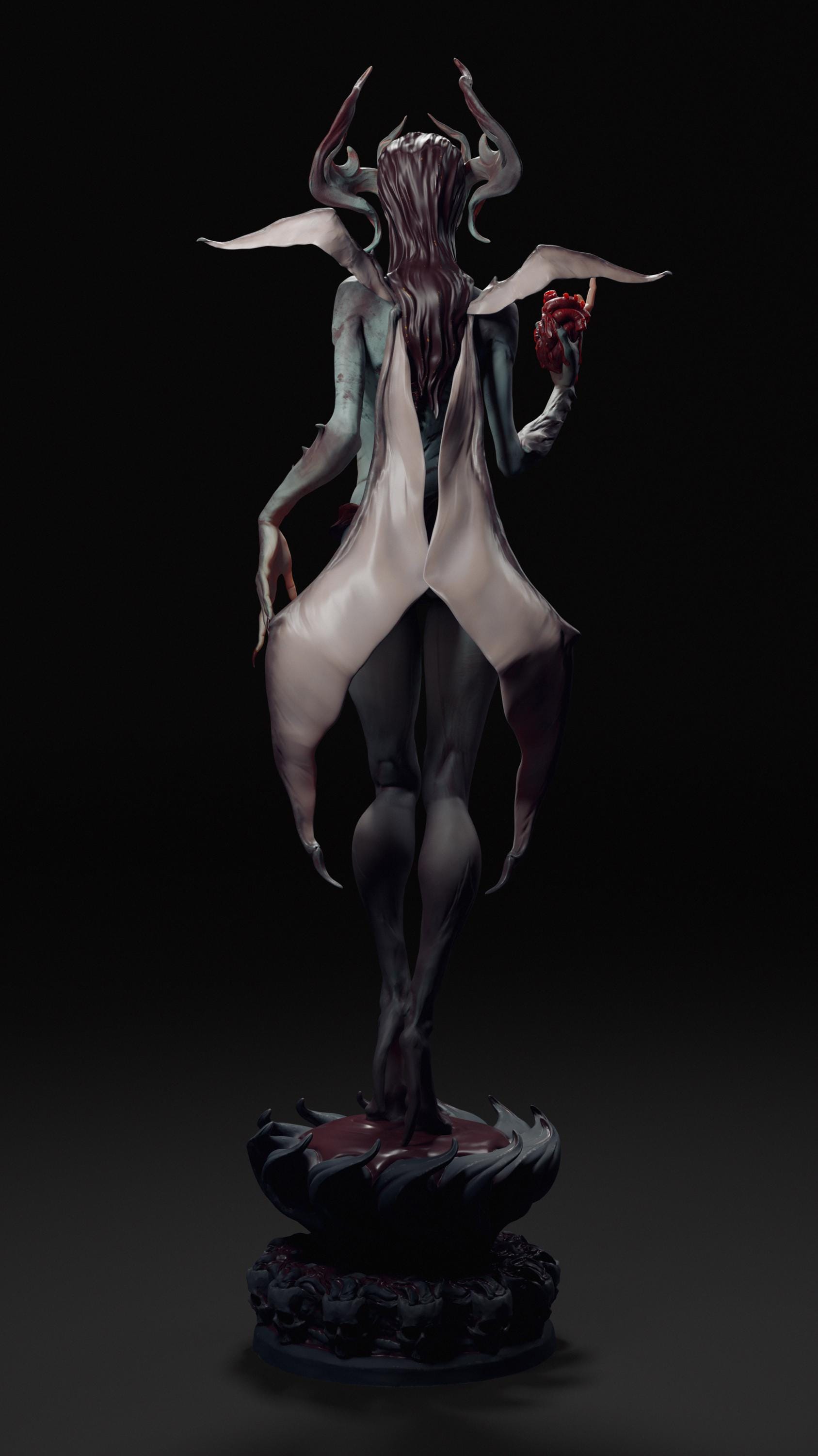 Dark Embrace | Female Demon Monster Girl Collectible Miniature Statue | by Arxila