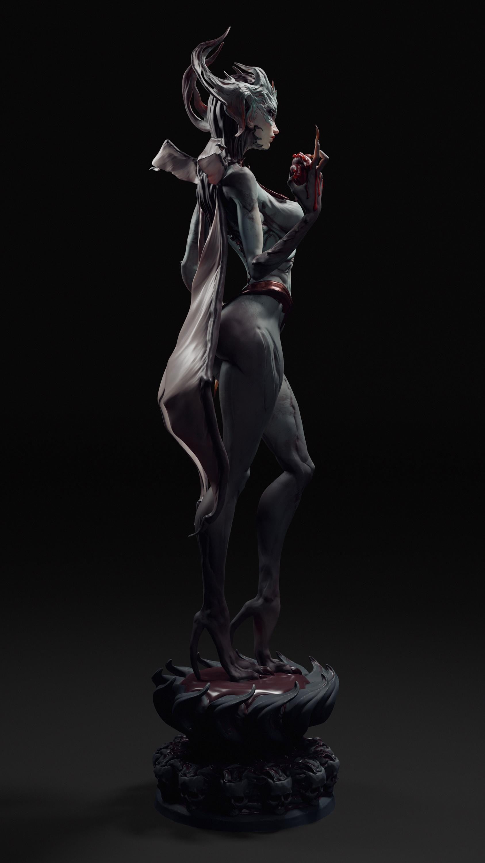 Dark Embrace | Female Demon Monster Girl Collectible Miniature Statue | by Arxila