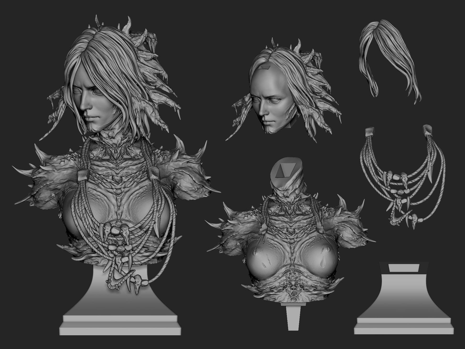 Harpy Bust | Female Demon Monster Girl Collectible Miniature Statue | by Arxila