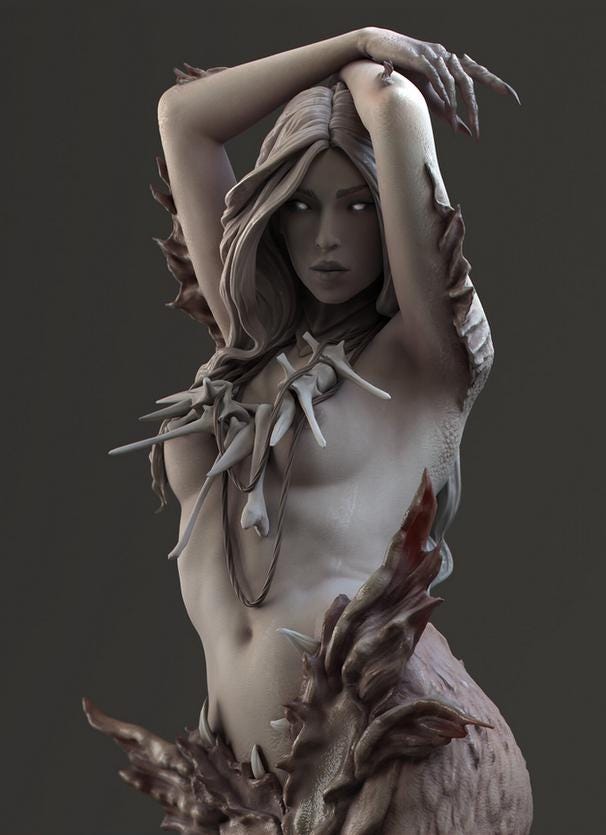 Naga | Female Mermaid Scylla Monster Girl Collectible Miniature Statue | by Arxila