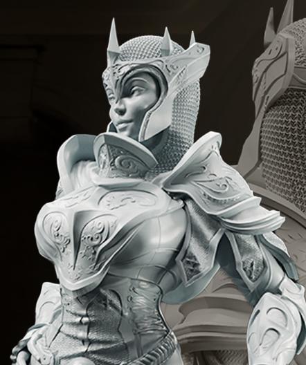 Aurelia, the Templar Queen | DnD Female Human Paladin Knight Collectible Tabletop Miniature statue | 40mm / 75mm | by Goomer