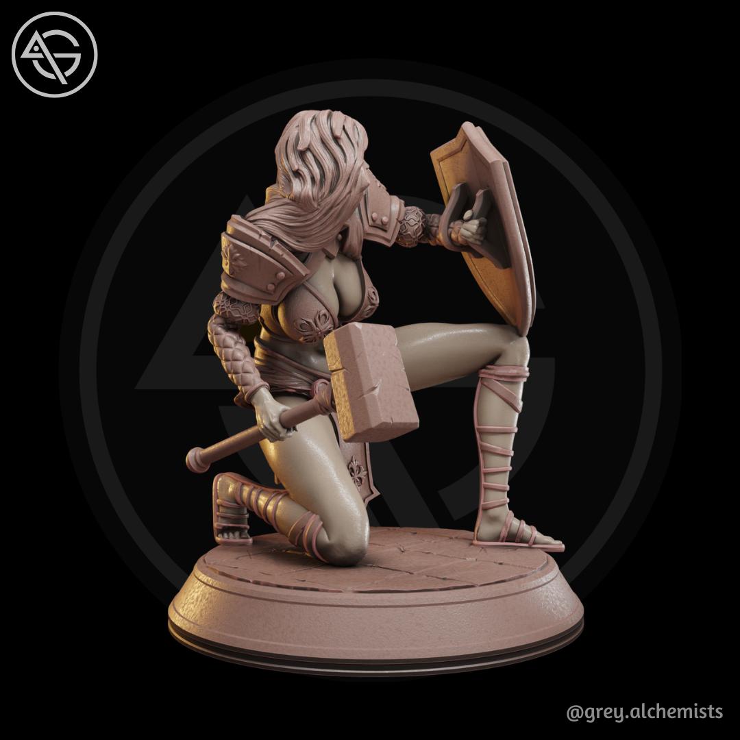Shalia | DnD Female Human Cleric Collectible Fantasy Pinup Miniature | 32mm / 75mm | by Grey Alchemists
