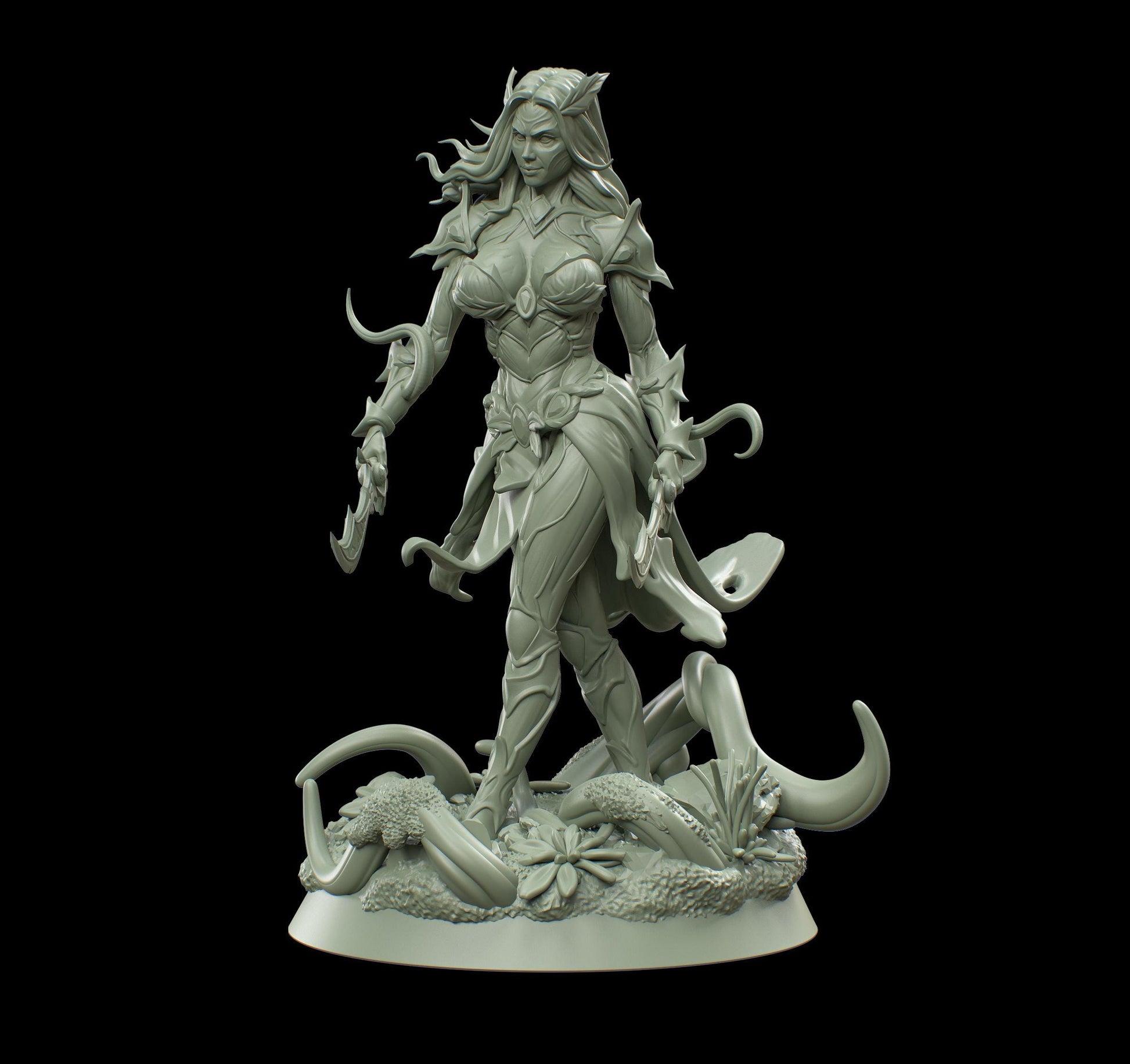 Verdalith | DnD Female Dryad Hamadryad Druid Rogue Collectible Tabletop Pinup Miniature | 40mm / 75mm | by Hold My Miniatures
