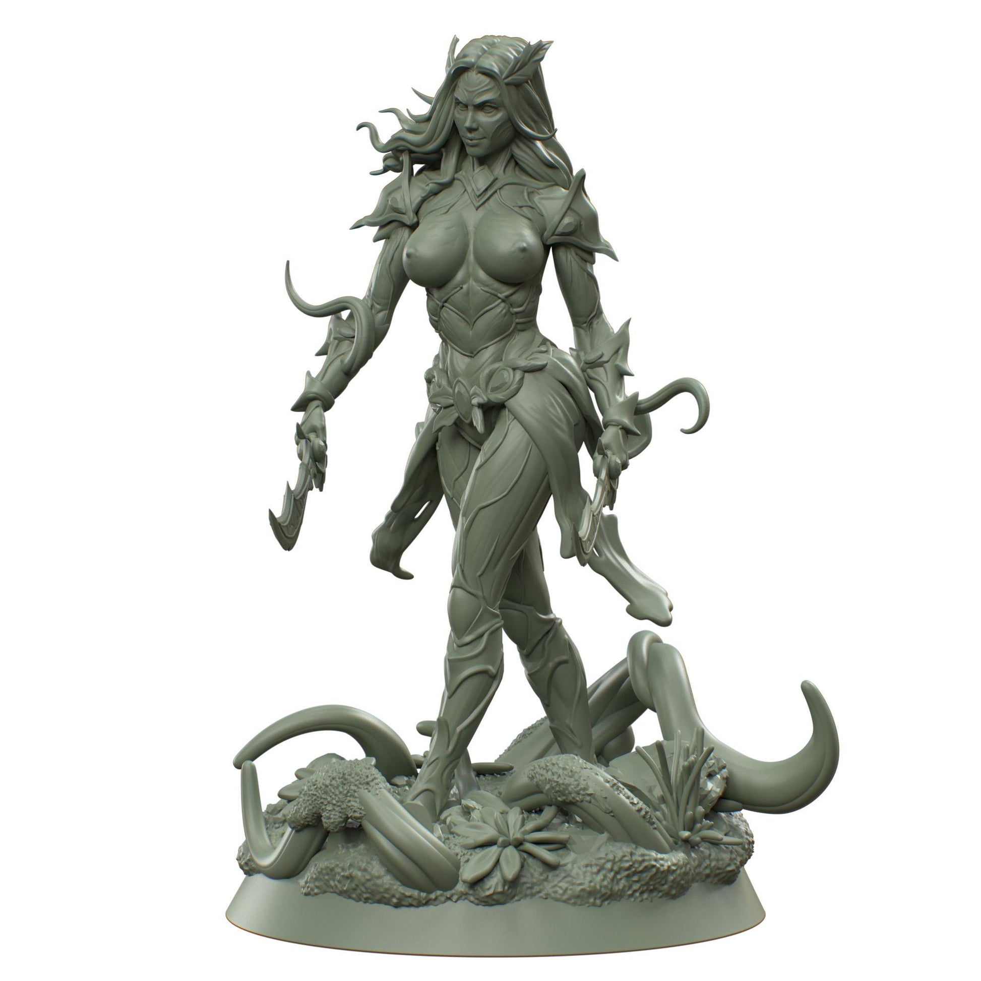 Verdalith | DnD Female Dryad Hamadryad Druid Rogue Collectible Tabletop Pinup Miniature | 40mm / 75mm | by Hold My Miniatures
