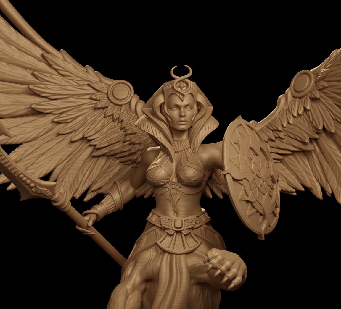 Nefareen, the Sphinx Warrior | DnD Female Sphinx Fighter Egyptian Collectible Tabletop Miniature | 32mm / 75mm | by Jugglers Miniatures