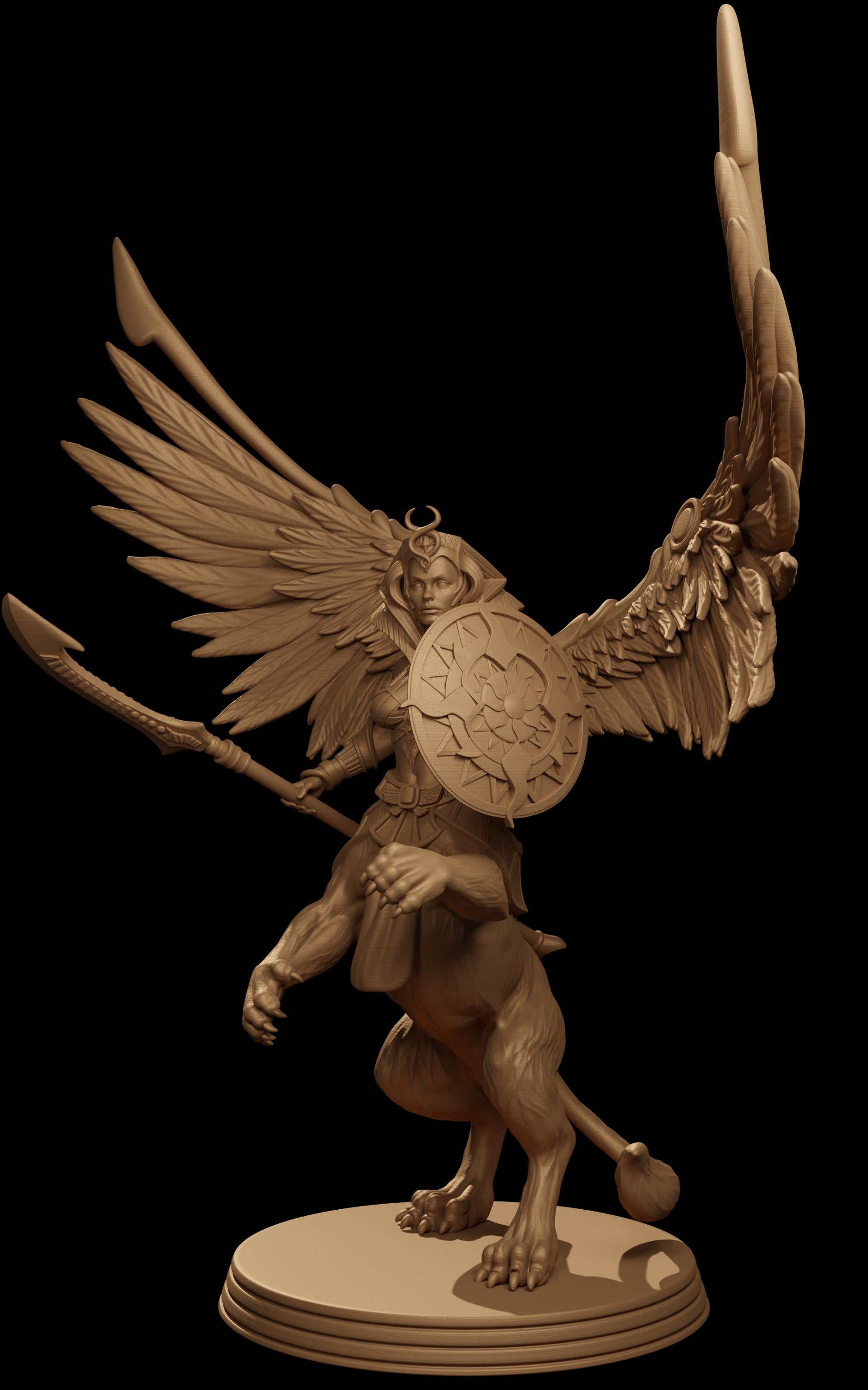 Nefareen, the Sphinx Warrior | DnD Female Sphinx Fighter Egyptian Collectible Tabletop Miniature | 32mm / 75mm | by Jugglers Miniatures