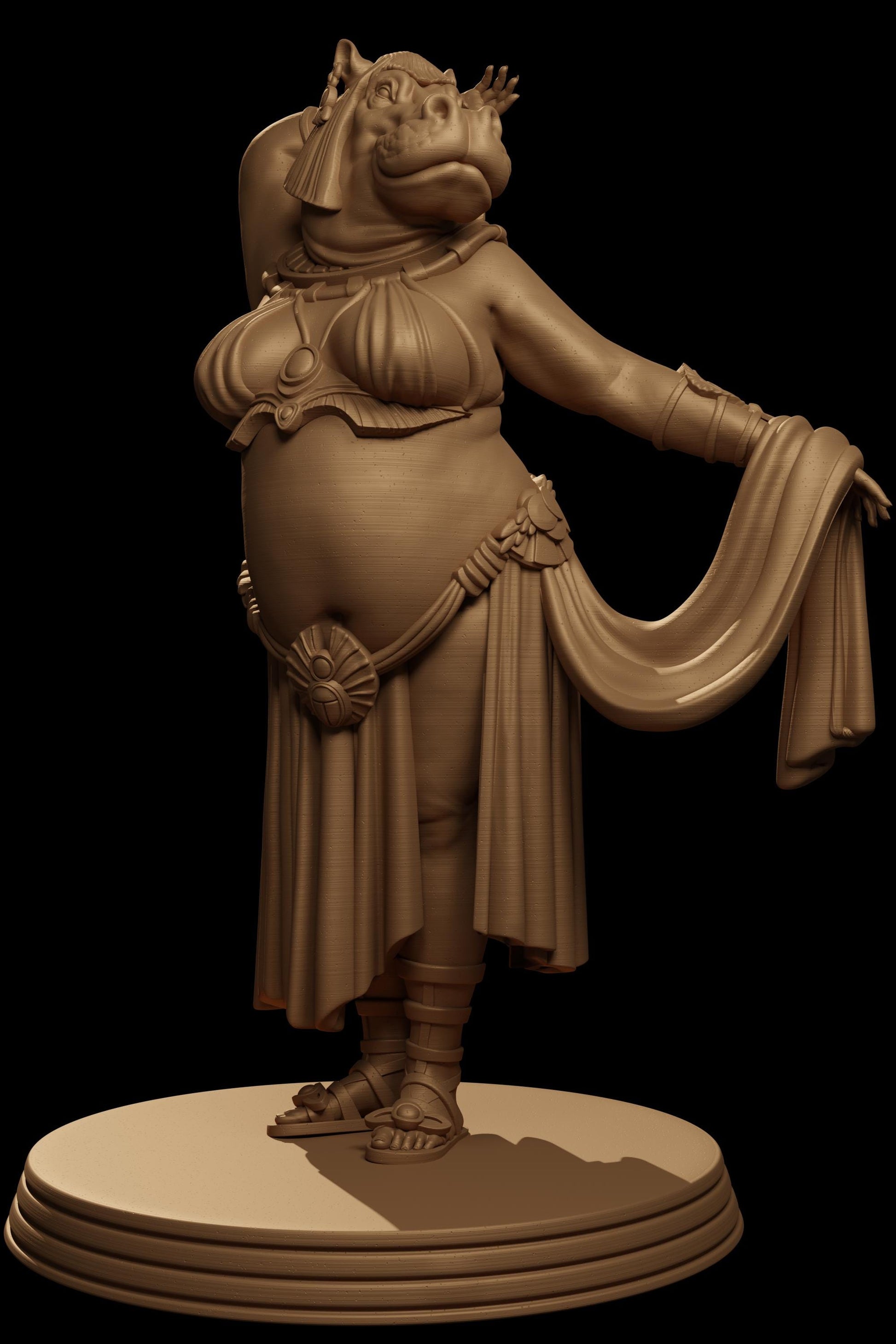 Rasha, the Tawaret Bard | DnD Female Hippo Bard Dancer Egyptian Collectible Tabletop Miniature | 32mm / 75mm | by Jugglers Miniatures