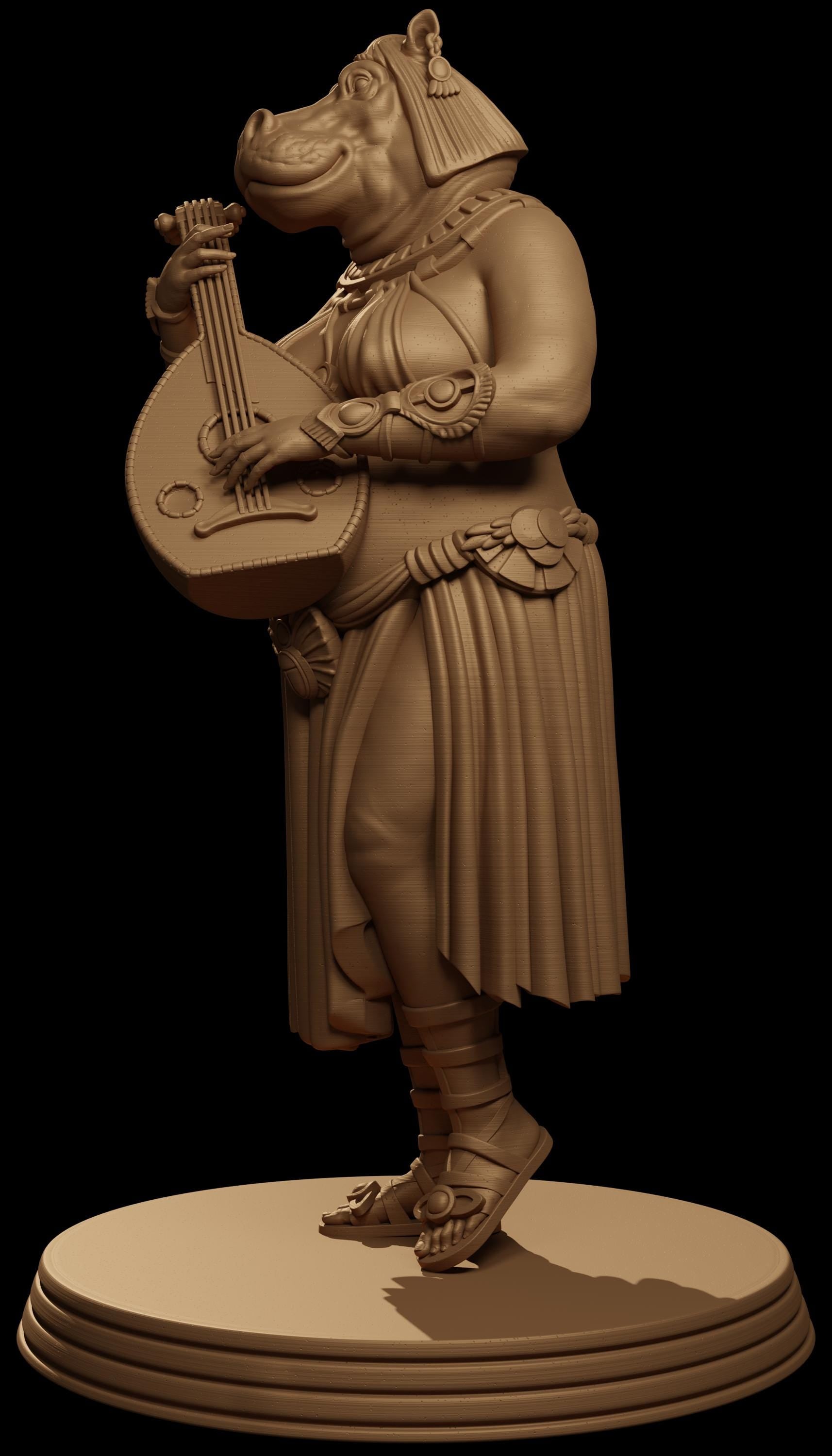 Rasha, the Tawaret Bard | DnD Female Hippo Bard Dancer Egyptian Collectible Tabletop Miniature | 32mm / 75mm | by Jugglers Miniatures