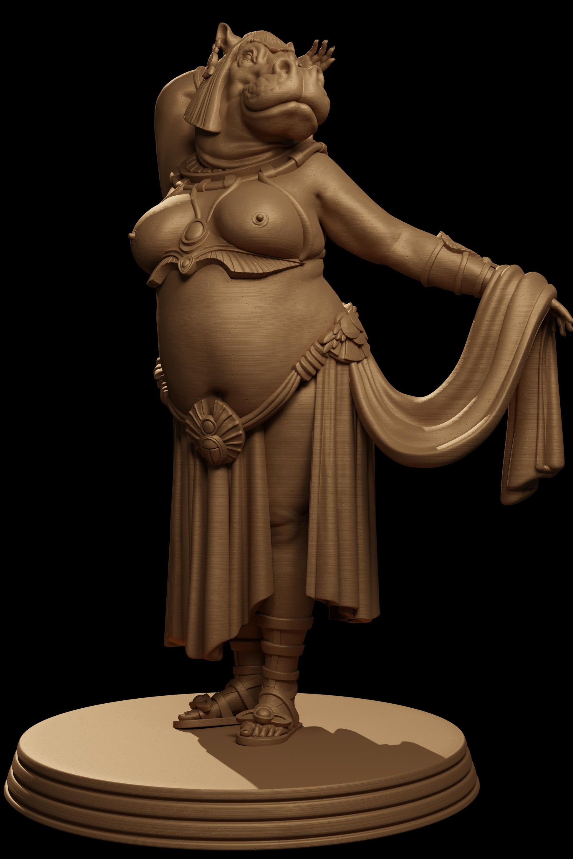 Rasha, the Tawaret Bard | DnD Female Hippo Bard Dancer Egyptian Collectible Tabletop Miniature | 32mm / 75mm | by Jugglers Miniatures