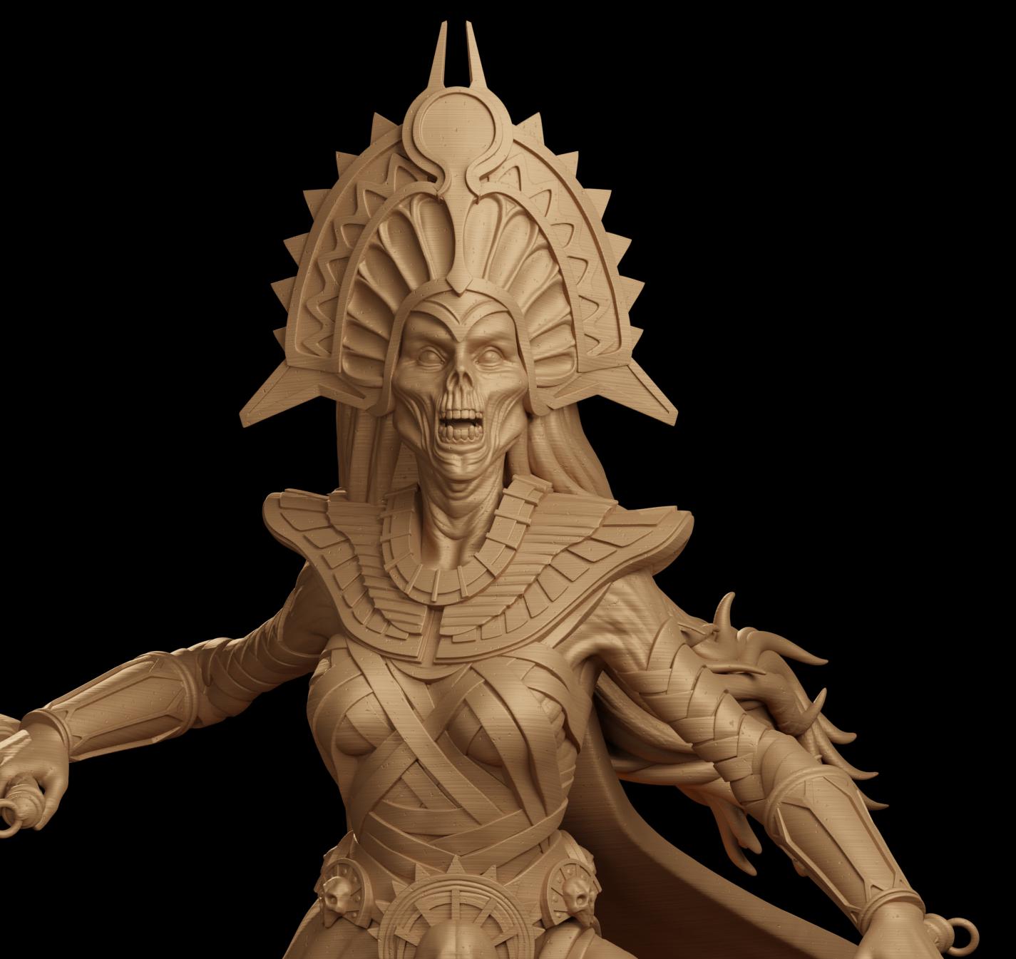 Zahnet, the Undead Queen | DnD Female Zombie Lich Warrior Egyptian Collectible Tabletop Miniature | 32mm / 75mm | by Jugglers Miniatures