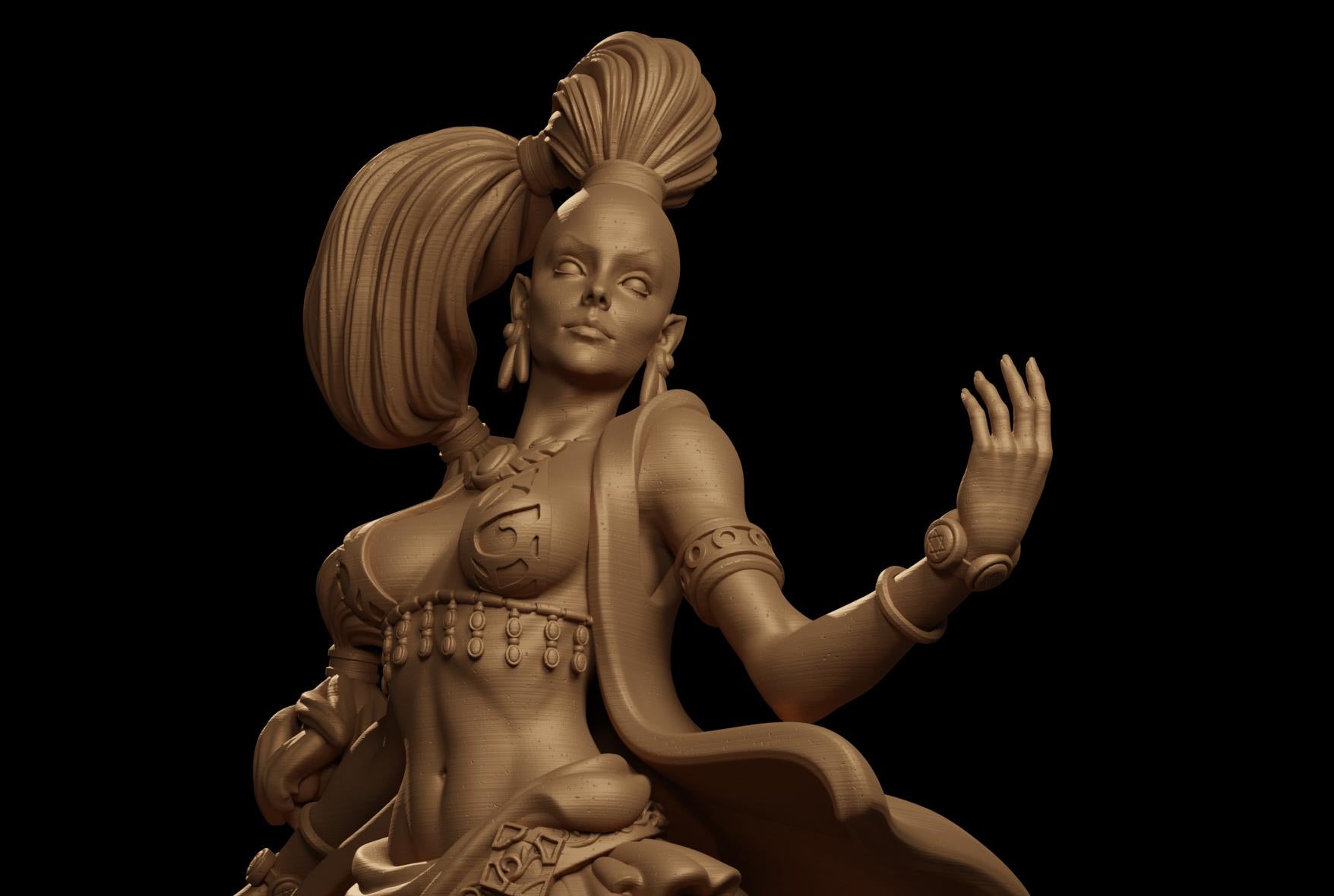 Selnia, the Genie | DnD Female Djinn Egyptian Collectible Tabletop Miniature | 32mm / 75mm | by Jugglers Miniatures