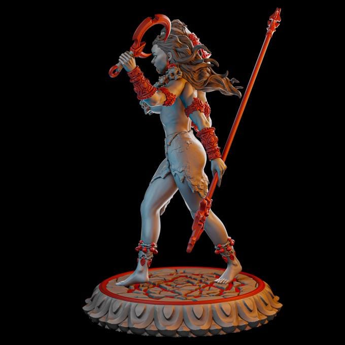 Qali | DnD Female Warrior Rogue Fighter Collectible Tabletop Pinup Miniature | 32mm / 75mm | by Miniatures Cave