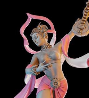 Urvashi | DnD Female Bard Dancer Collectible Tabletop Pinup Miniature | 32mm / 75mm | by Miniatures Cave