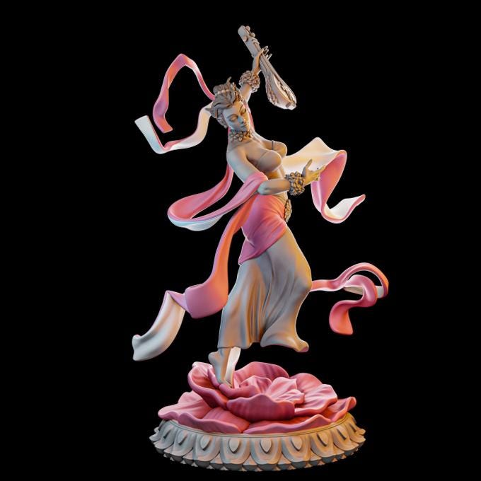 Urvashi | DnD Female Bard Dancer Collectible Tabletop Pinup Miniature | 32mm / 75mm | by Miniatures Cave