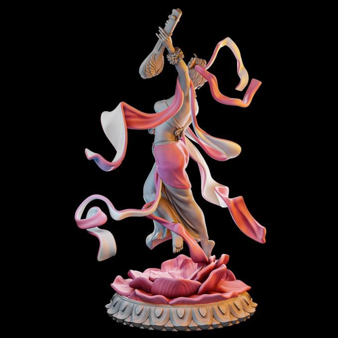 Urvashi | DnD Female Bard Dancer Collectible Tabletop Pinup Miniature | 32mm / 75mm | by Miniatures Cave