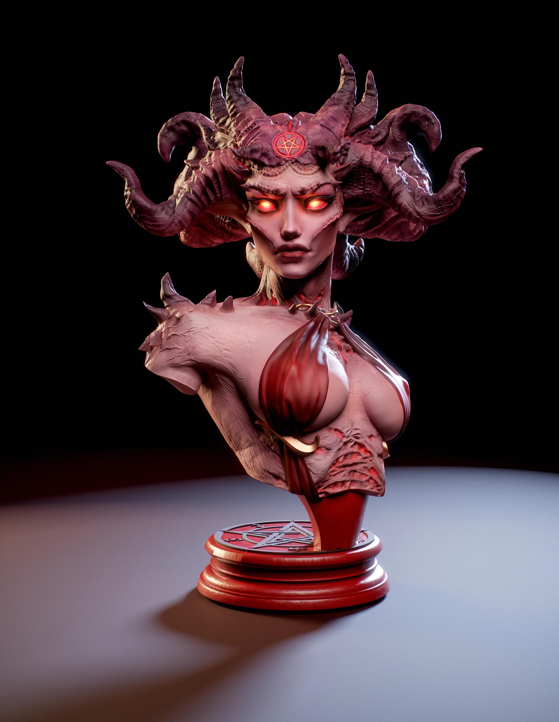 Mistress of the Inferno Bust | Collectibl Hobby Unpainted Resin Sculpture Statue Miniature | by Mini Dreams