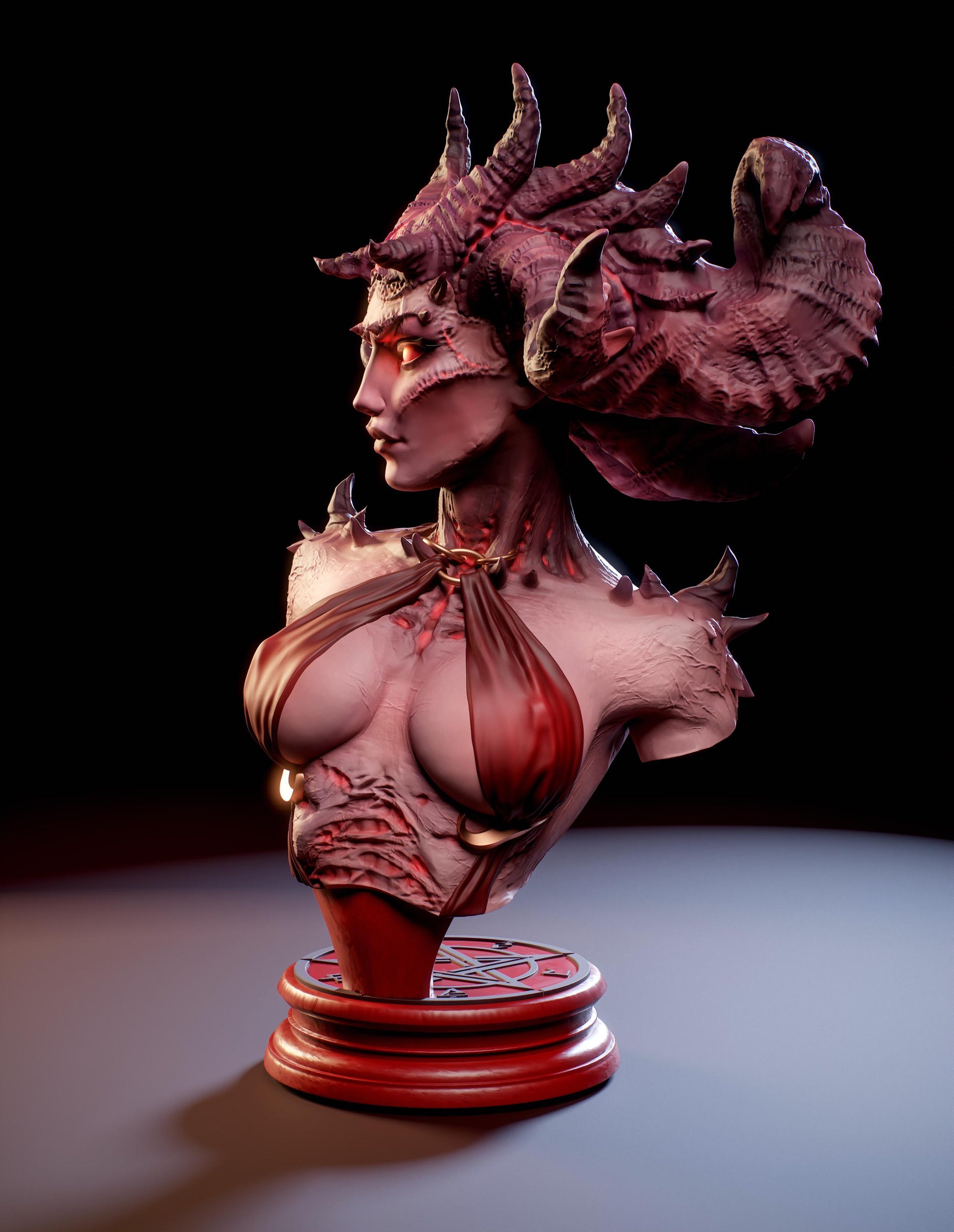 Mistress of the Inferno Bust | Collectibl Hobby Unpainted Resin Sculpture Statue Miniature | by Mini Dreams