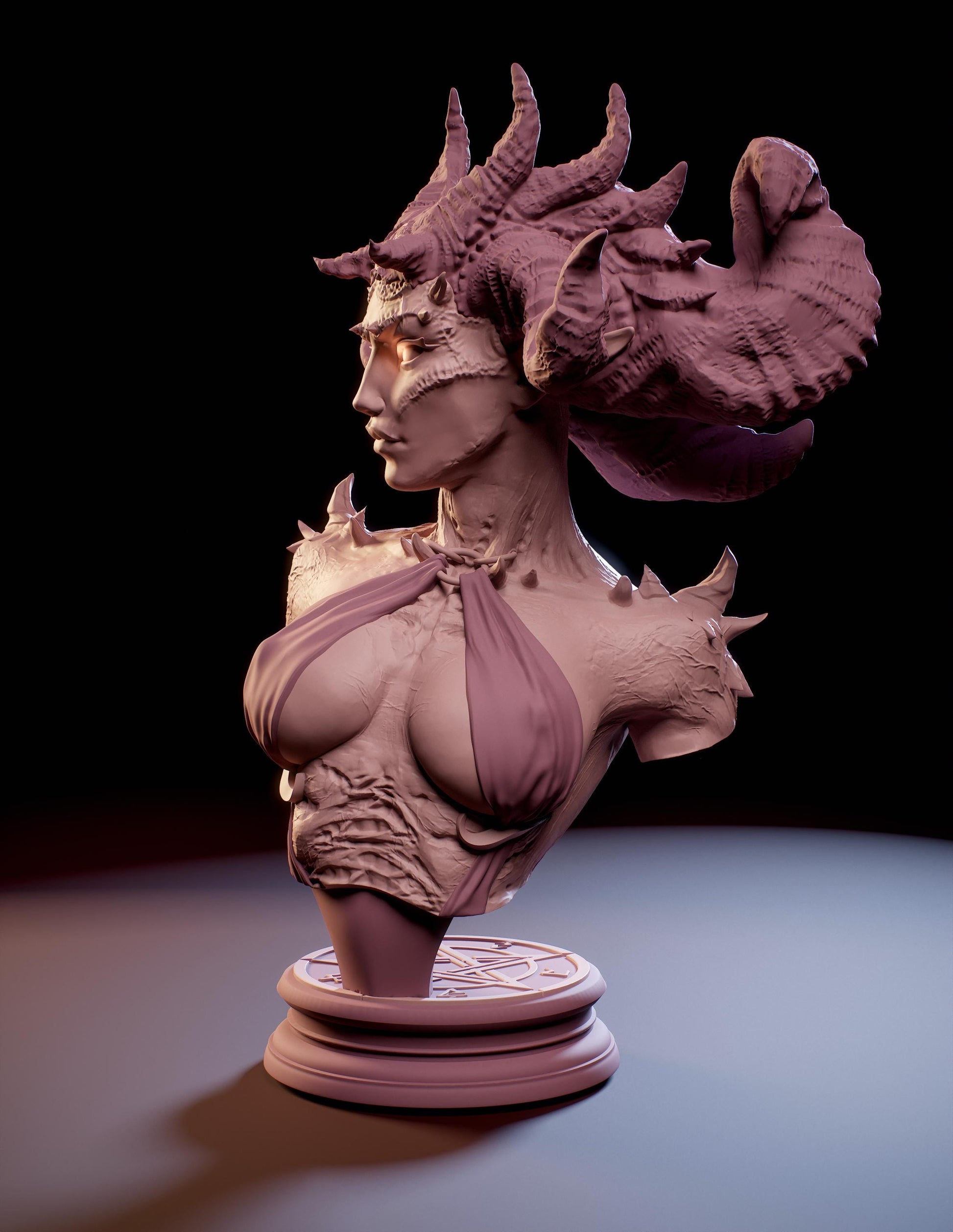Mistress of the Inferno Bust | Collectibl Hobby Unpainted Resin Sculpture Statue Miniature | by Mini Dreams
