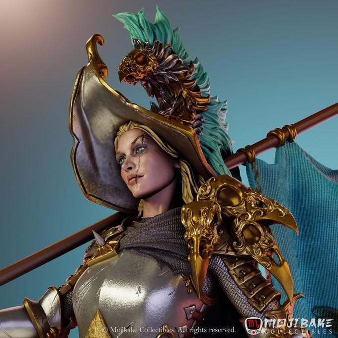 Captain Aralys | DnD Female Paladin Knight Collectible Resin Miniature | 75mm | by Mojibake Collectibles