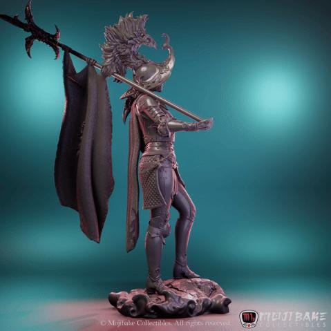 Captain Aralys | DnD Female Paladin Knight Collectible Resin Miniature | 75mm | by Mojibake Collectibles