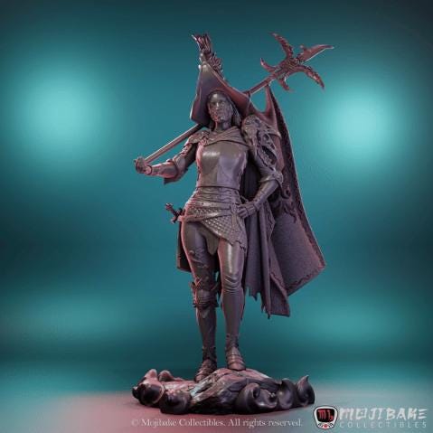 Captain Aralys | DnD Female Paladin Knight Collectible Resin Miniature | 75mm | by Mojibake Collectibles