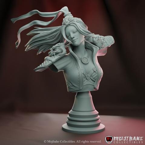 Li Mei, the Blades of Harmony | Female Wuxia Collectible Resin Miniature Statue | 75mm | by Mojibake Collectibles