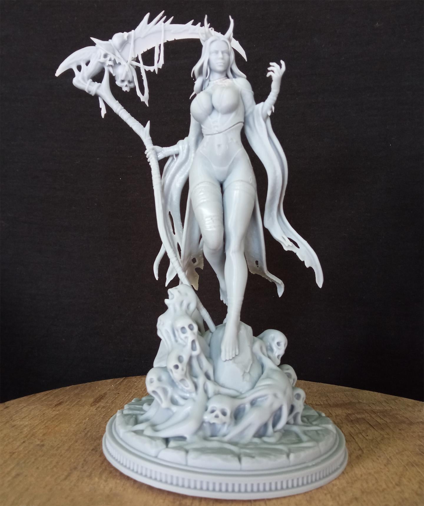 The Harvester | Female Fantasy Reaper Halloween Collectible Resin Pin-up Miniature Statue | by Post Prints