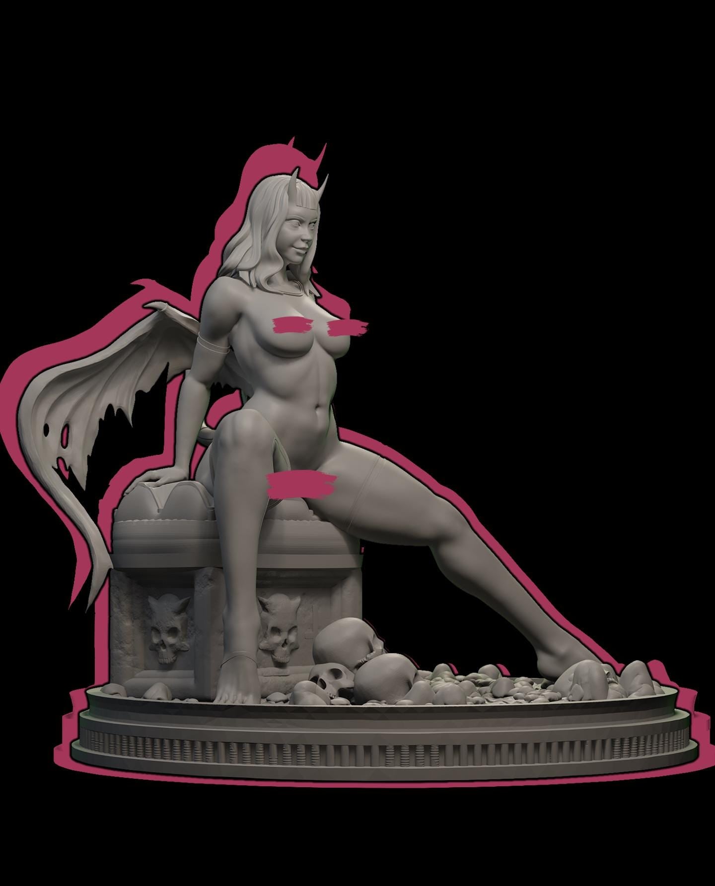 Wings of Hell - Red | Female Fantasy Demon succubus Collectible Resin Pin-up Miniature Statue | by Post Prints