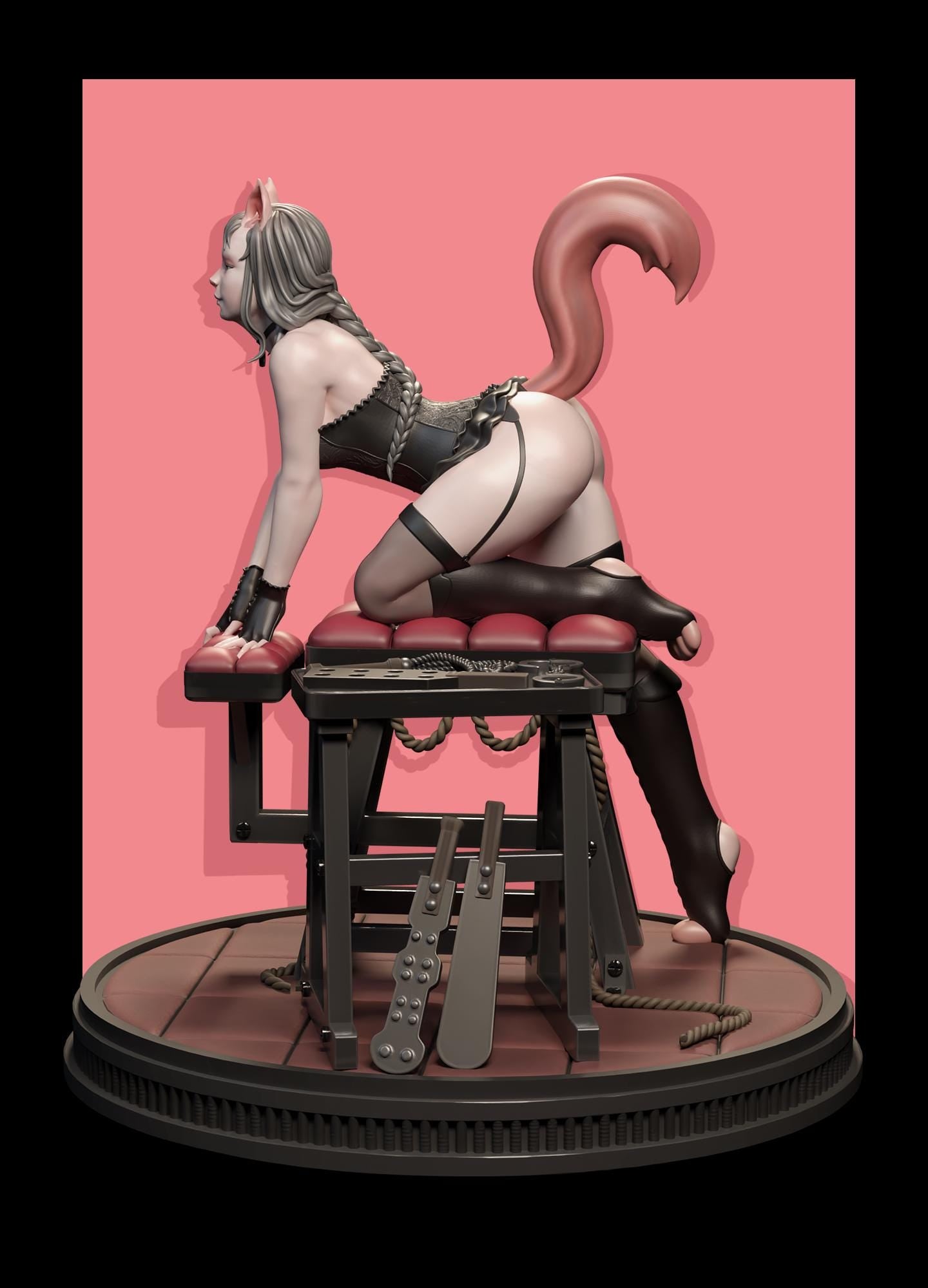Seductive Cat Girl | Female Fantasy Kemonimimi Collectible Resin Pin-up Miniature Statue | by Post Prints