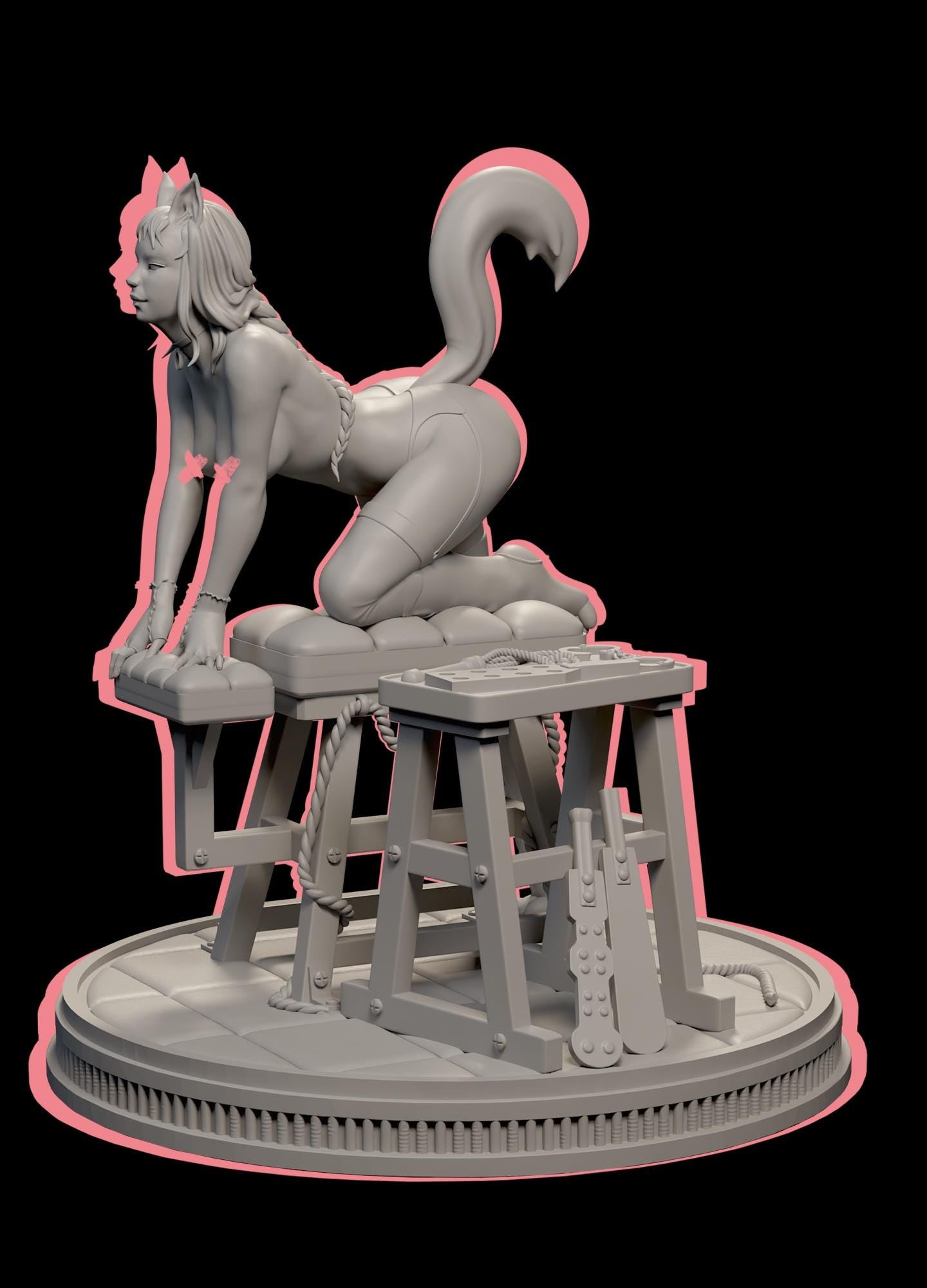 Seductive Cat Girl | Female Fantasy Kemonimimi Collectible Resin Pin-up Miniature Statue | by Post Prints