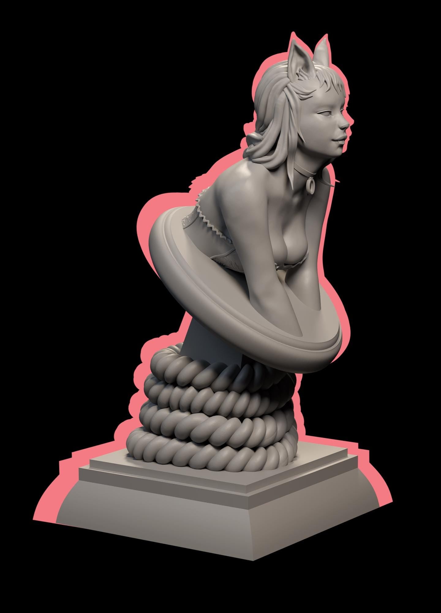 Seductive Cat Girl | Female Fantasy Kemonimimi Collectible Resin Pin-up Miniature Statue | by Post Prints