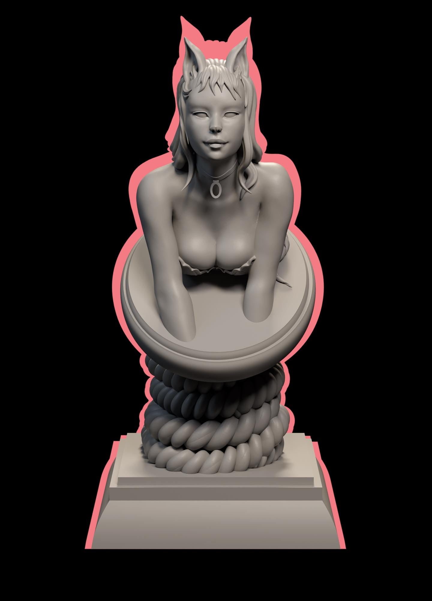 Seductive Cat Girl | Female Fantasy Kemonimimi Collectible Resin Pin-up Miniature Statue | by Post Prints