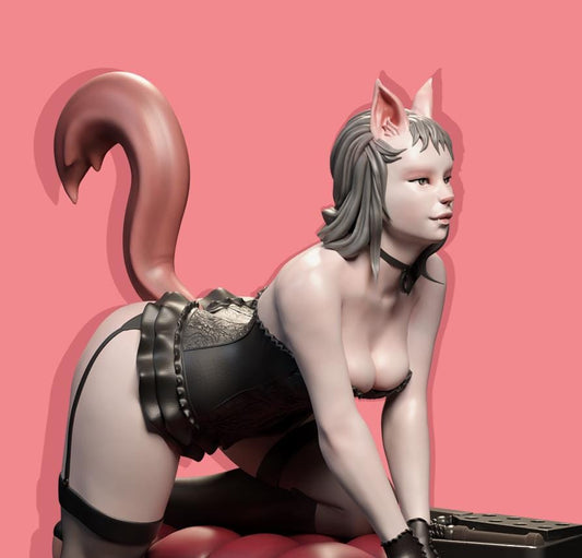 Seductive Cat Girl | Female Fantasy Kemonimimi Collectible Resin Pin-up Miniature Statue | by Post Prints