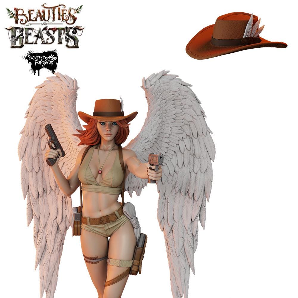 Constantin | Female Angel Adventurer Collectible Resin Pinup Miniature | 40mm / 75mm | by Secret Forge