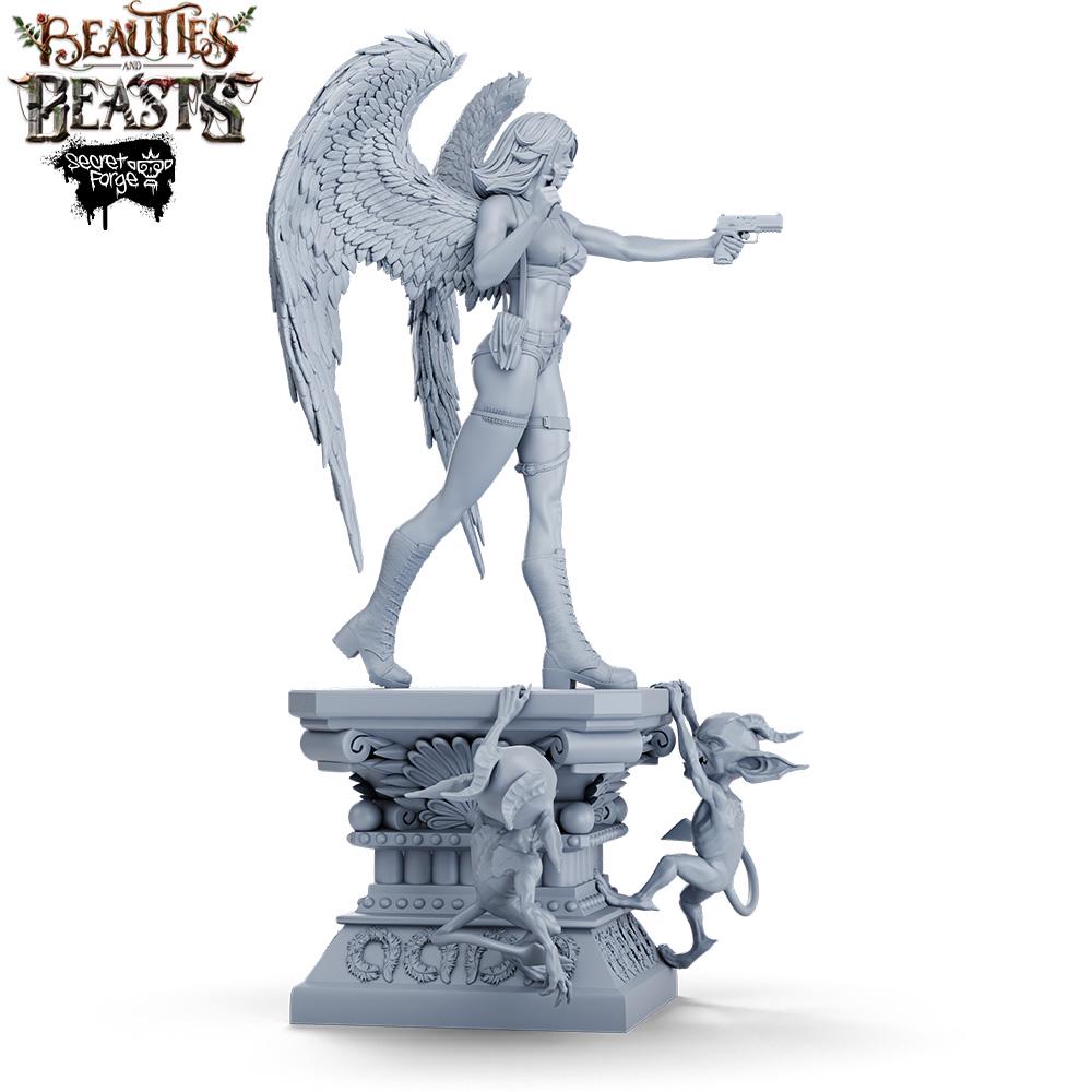 Constantin | Female Angel Adventurer Collectible Resin Pinup Miniature | 40mm / 75mm | by Secret Forge