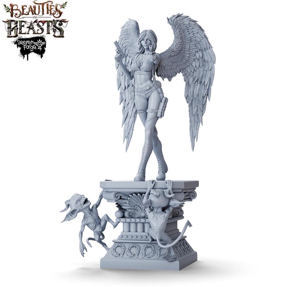Constantin | Female Angel Adventurer Collectible Resin Pinup Miniature | 40mm / 75mm | by Secret Forge