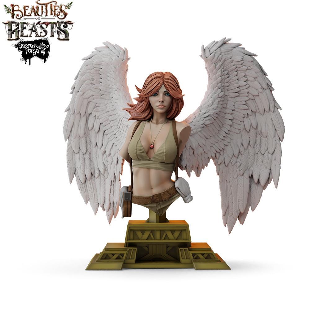 Constantin | Female Angel Adventurer Collectible Resin Pinup Miniature | 40mm / 75mm | by Secret Forge