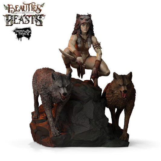 Fenris | Female Tribal Barbarian Collectible Resin Pinup Miniature | 40mm / 75mm | by Secret Forge