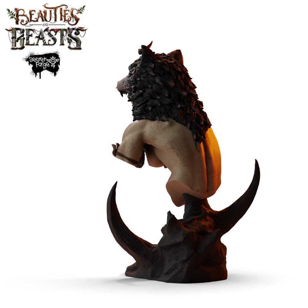 Fenris | Female Tribal Barbarian Collectible Resin Pinup Miniature | 40mm / 75mm | by Secret Forge