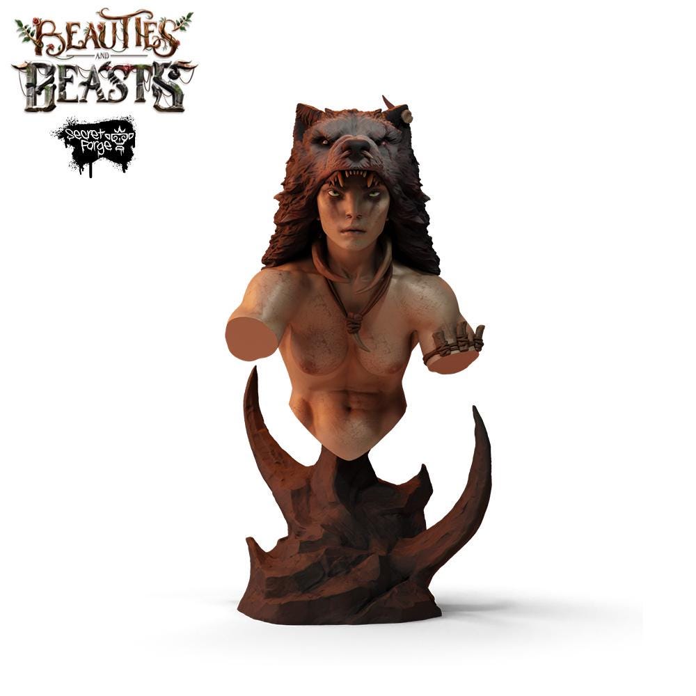 Fenris | Female Tribal Barbarian Collectible Resin Pinup Miniature | 40mm / 75mm | by Secret Forge