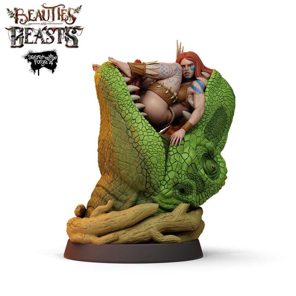 Ragna | Female Tribal Barbarian Warrior Collectible Resin Pinup Miniature | 40mm / 75mm | by Secret Forge