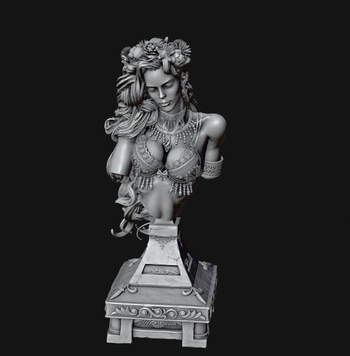 Ophelia, the Lonely Mermaid Bust | Collectible Resin Miniature Statue | by Solgood Forge