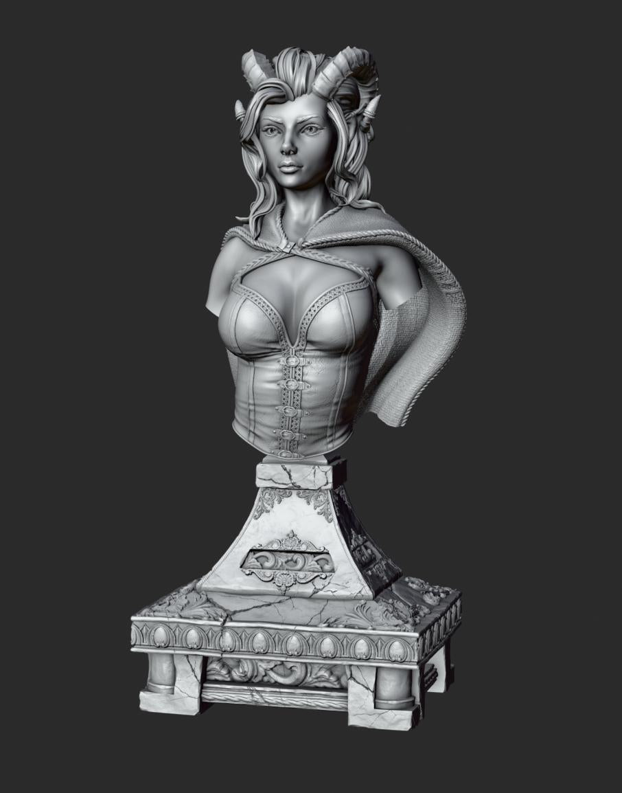 Kerata the Tiefling Thief Bust | Collectible Resin Miniature Statue | by Solgood Forge