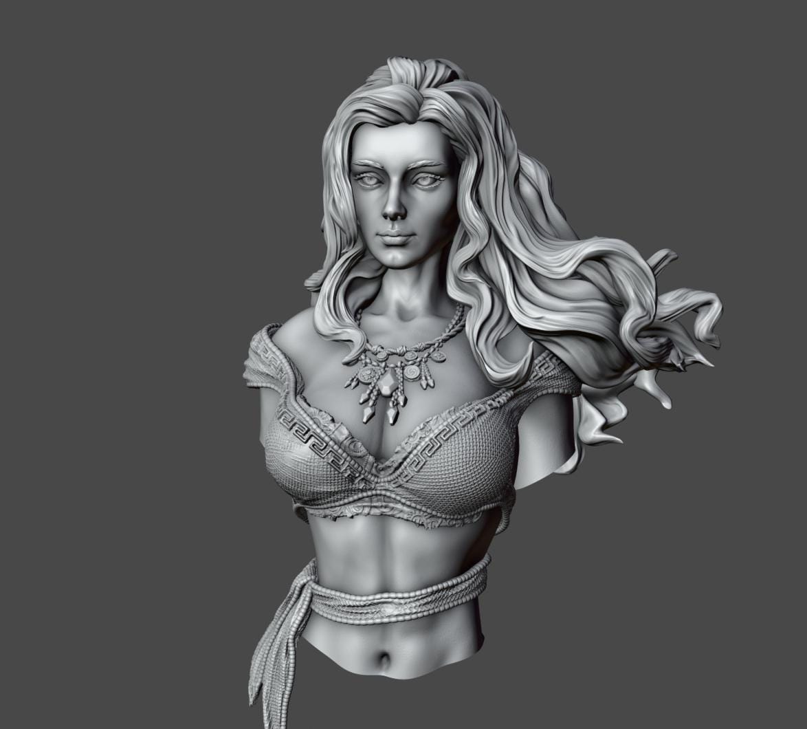 Paivi the Red Bust | Collectible Resin Miniature Statue | by Solgood Forge