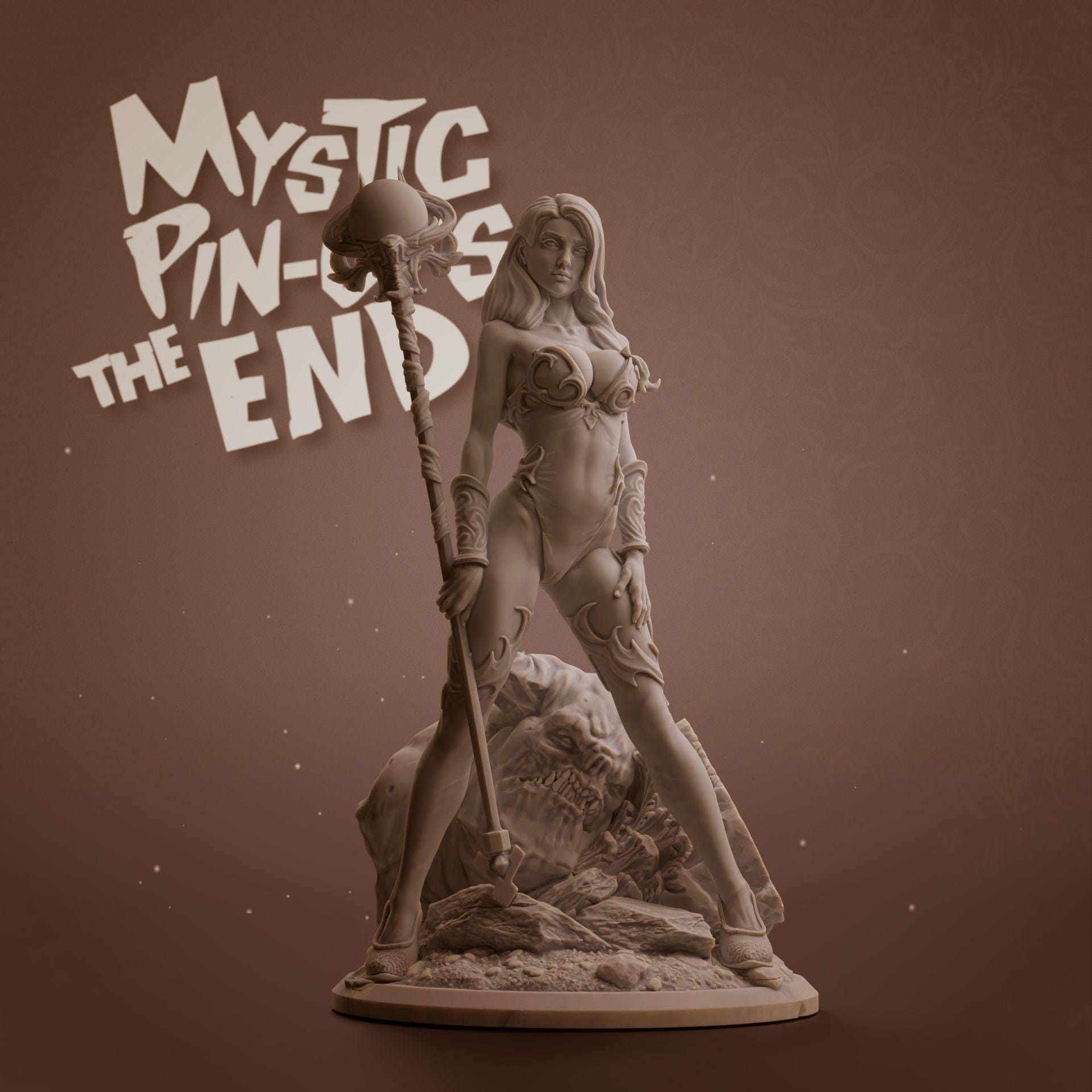 Arietta | Female Fantasy miniature Witch Mystic pin up miniature 3D Resin printed model | 75mm | by Nomad Sculpts