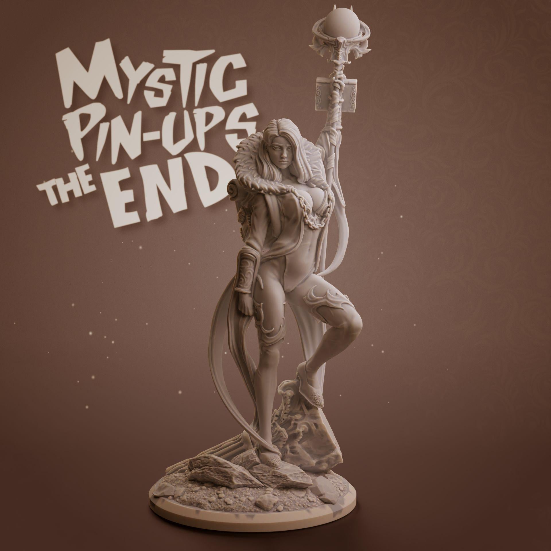 Arietta | Female Fantasy miniature Witch Mystic pin up miniature 3D Resin printed model | 75mm | by Nomad Sculpts