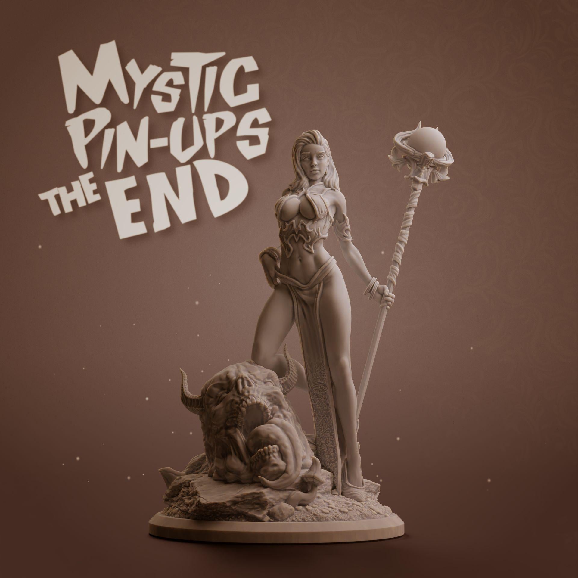 Zaria | Female Fantasy miniature Witch Mystic pin up miniature 3D Resin printed model | 75mm | by Nomad Sculpts